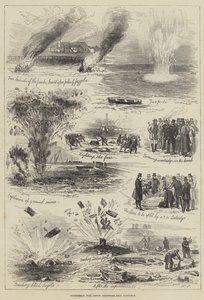 Expériences avec de la poudre à canon en coton près de Faversham (gravure)