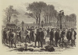 Expériences avec les puits tubulaires brevetés de Norton, utilisés par notre armée en Abyssinie (gravure)