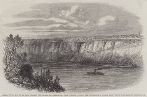 Farina, avec un homme sur son dos, traversant le Niagara sur une corde raide, depuis le balcon de Clifton House, 29 août 1860 - English School