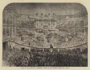 Fête de la Ligue nationale de tempérance au Crystal Palace, 5000 voix (gravure)