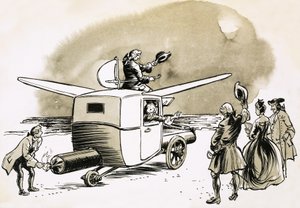 Vols fictifs vers la Lune incluant des carrosses tirés par des oies ou propulsés par des feux d