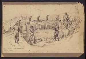 Cuisine de campagne dans la forteresse de Nis, Serbie, Guerre Serbo-Bulgare, 28 novembre 1885