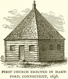 Première église érigée à Hartford, Connecticut, 1638