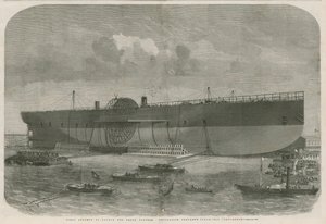Première tentative de lancement du navire à vapeur Leviathan de la compagnie de navigation Great Eastern - English School