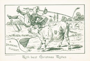 Pêcheur jeté par un taureau, Carte de Noël - English School