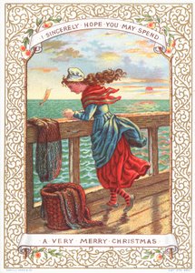 Pêcheuse regardant la mer - English School