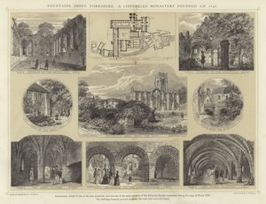Abbaye de Fountains, Yorkshire, un monastère cistercien fondé en 1132 - English School