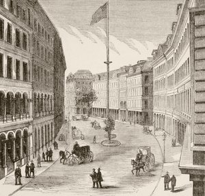 Rue Franklin, Boston, Massachusetts dans les années 1870