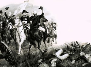 Frédéric le Grand, roi de Prusse, avec ses troupes en bataille - English School