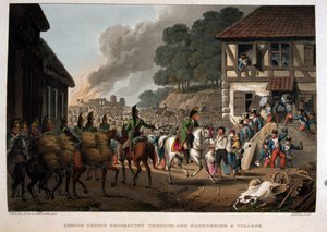 Troupes françaises en retraite et pillant un village - English School