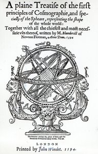 Frontispice de A Plain Treatise of the First Principles of Cosmographie par Thomas Blundeville, publié en 1594 - English School