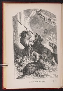 Frontispice de Les chasseurs de loups britanniques. Un conte, etc., par Thomas Miller