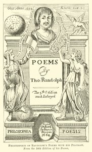 Frontispice des Poèmes de Randolph avec son Portrait