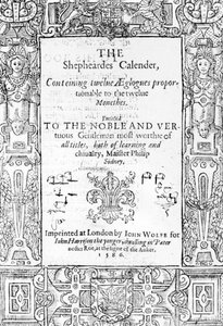 Frontispice de The Shepheardes Calender par Esmond Spenser, publié en 1586 - English School