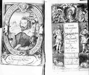 Frontispice de La Tragédie de Messaline par Nathanael Richards, pub. en 1640