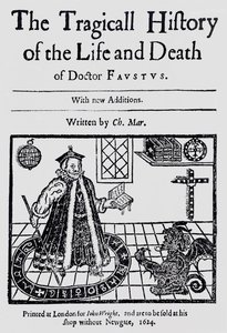 Frontispice de The Tragicall History of the Life and Death of Doctor Faustus, par Christopher Marklin, c.1616 - English School