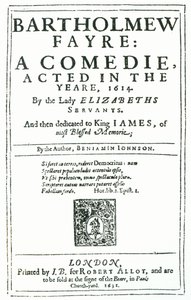 Frontispice de Bartholomew Fayre: A Comedie par Benjamin Jonson (15723-1637) 1631
