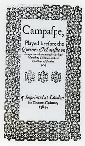 Frontispice de Campaspe par John Lyly (c.1554-1606) 1584 - English School
