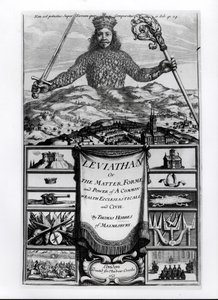 Frontispice de Leviathan or the Matter, Forme and Power of a Common Wealth Ecclesiasticall and Civil, 1651, par Thomas Hobbes de Malmesbury