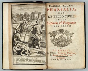 Frontispice de Pharsalia ou La Guerre Civile entre César et Pompée par Marcus Annaeus Lucan (AD 39-65) gravé par J. Cole, 1719 - English School
