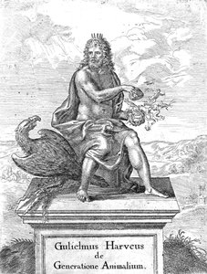 Frontispice de De Generatione Animalium de William Harvey publié en 1651 - English School