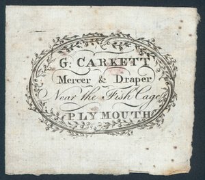 G Carkett, mercier et drapier, carte de visite