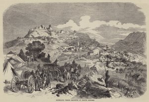 Les troupes de Garibaldi campées à Castro Giovanni (gravure) - English School
