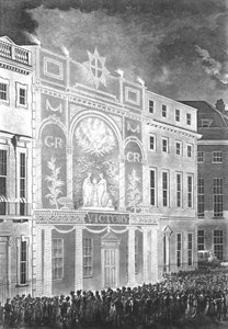 Rassemblement à Portman Square pour observer une illumination pour la paix entre la Grande-Bretagne et la France, 1806