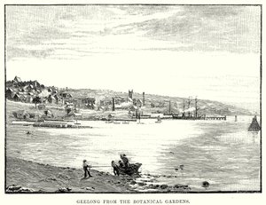 Geelong depuis les jardins botaniques (gravure) - English School