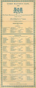 Menu général pour le jour du Lord Maire, Guildhall, Londres, le 9 novembre 1835 - English School