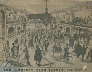 Vue générale des gens à la taverne de Highbury Barn - English School