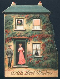 Gentleman rendant visite à une dame, Carte de Noël - English School
