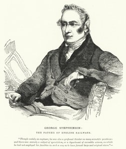 George Stephenson, le père des chemins de fer anglais (gravure) - English School