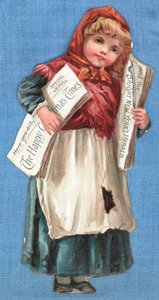 Fille distribuant des journaux, Carte de Noël