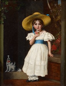 Fille avec un chapeau de paille, vers 1840