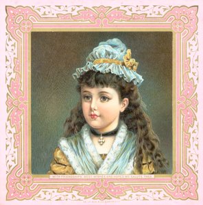 Fille avec bonnet et châle, Carte de Noël - English School