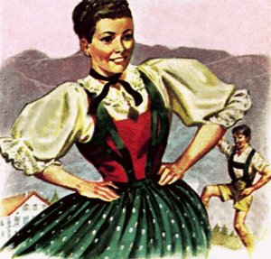Fille en costume du Tyrol autrichien - English School