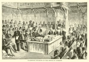 Gladstone parlant à la Chambre des communes - English School