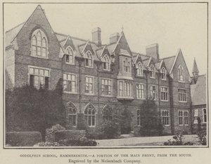 Godolphin School, Hammersmith, une partie de la façade principale, vue du sud (gravure) - English School