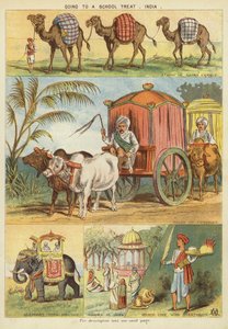 Aller à une fête scolaire, Inde (chromolithographie)