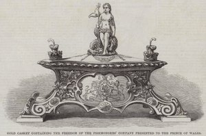 Coffret en or contenant la liberté de la compagnie des poissonniers présenté au prince de Galles - English School
