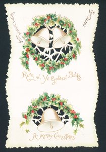 Cloches dorées, Carte de Noël - English School