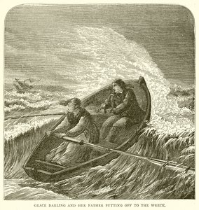 Grace Darling et son père se rendant à l