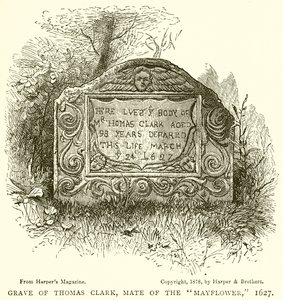 Tombe de Thomas Clark, second du Mayflower, 1627 - English School