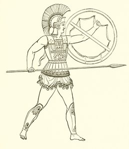 Guerrier grec armé de lance et de bouclier