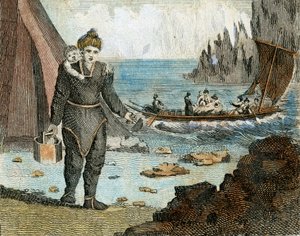 Femme et bateau du Groenland, vers 1779 (gravure)