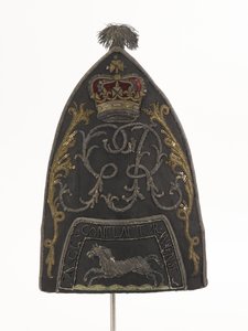 Casquette de grenadier, bataillon sud, milice du Hampshire, portée par le lieutenant J B Harrison