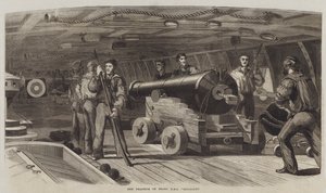 Exercice de tir à bord du HMS "Brilliant" (gravure) - English School