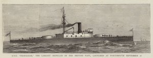 HMS "Trafalgar", le plus grand cuirassé de la marine britannique, lancé à Portsmouth le 20 septembre