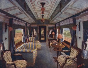 Le compartiment de jour de Sa Majesté la Reine, Royal Saloon, London and North Western Railway - English School